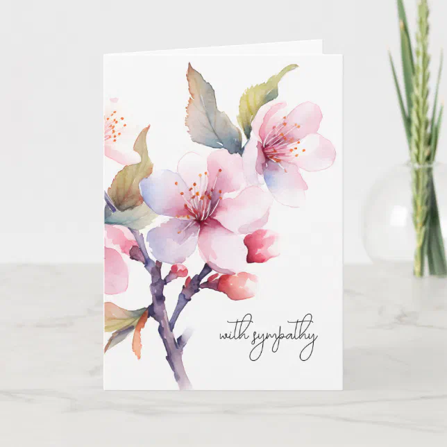 Cherry Blossom Flower Sympathy Funeral Memorial Card | Zazzle