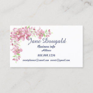 Cherry Blossom Flower Watercolor Art Custom Business Card