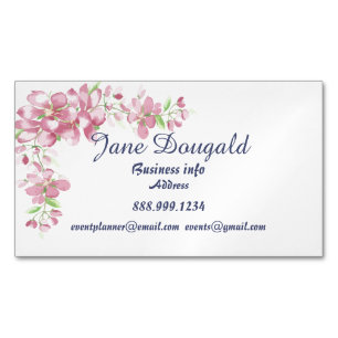 Cherry Blossom Flower Watercolor Art Custom Business Card Magnet