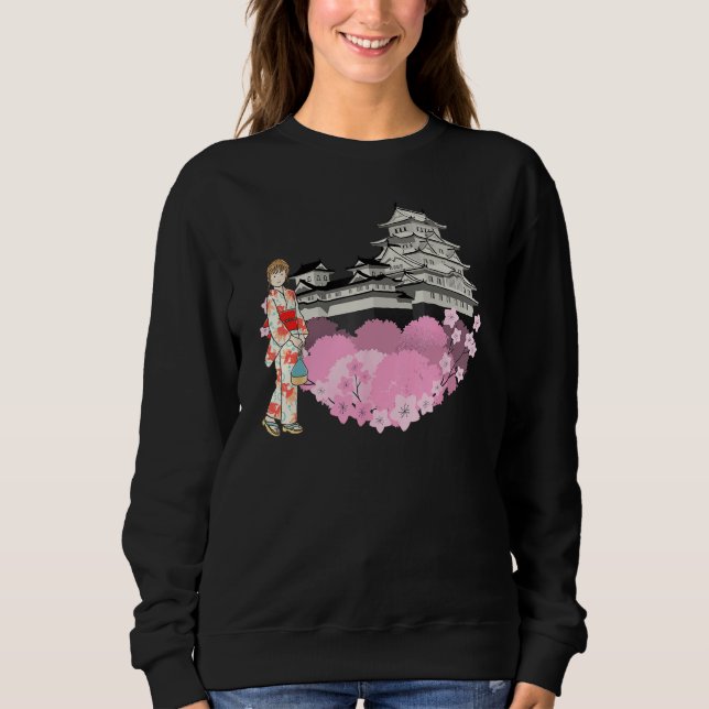 Cherry Blossom Flowers and Japanese Girl Japanese  Sweatshirt (Front)