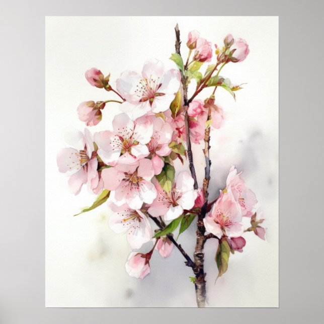 Cherry Blossom Flowers Art Print Poster (Front)