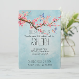 Cherry Blossom Flowers Birds Invitation