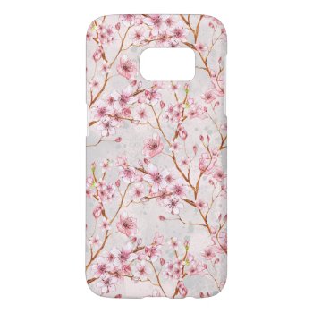 Cherry Blossom Flowers Branch Pink Blooms Samsung Galaxy S7 Case by SterlingMoon at Zazzle