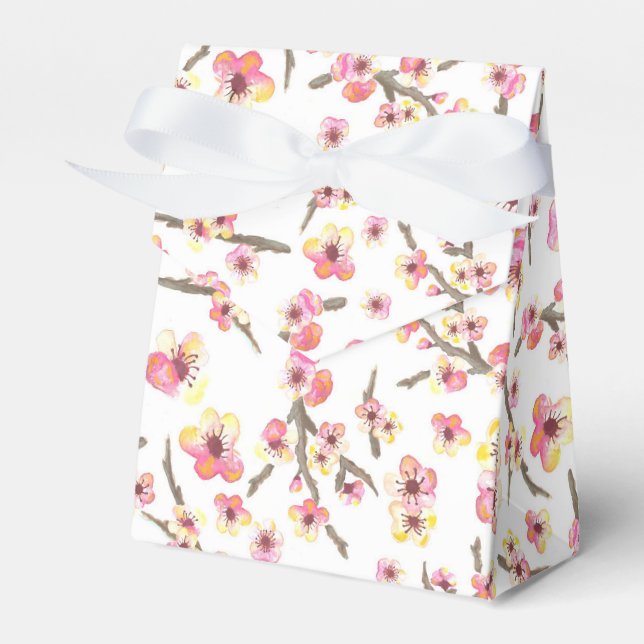 Cherry Blossom Flowers Favor Boxes (Front Side)
