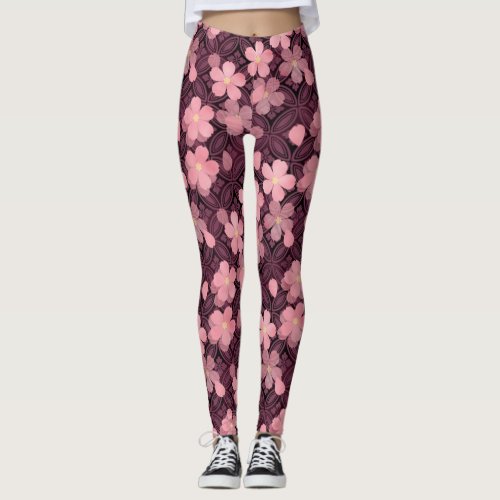 cherry blossom flowers leggings