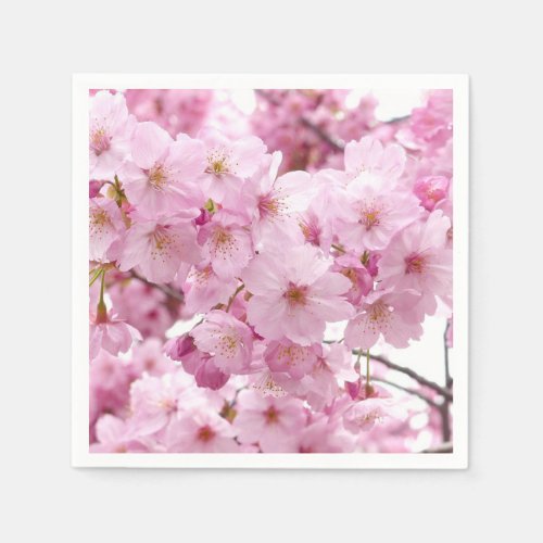 Cherry Blossom Flowers on Paper Napkins