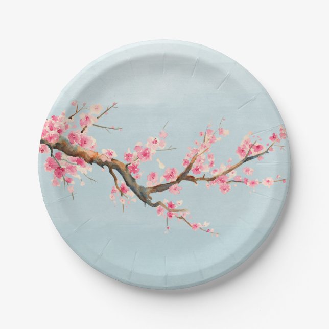 Cherry Blossom Flowers Paper Plates (Front)