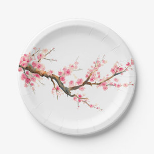 Cherry Blossom Flowers Paper Plates