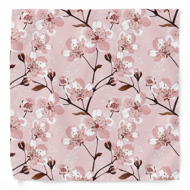 Cherry Blossom Flowers Pattern Bandana (Front)