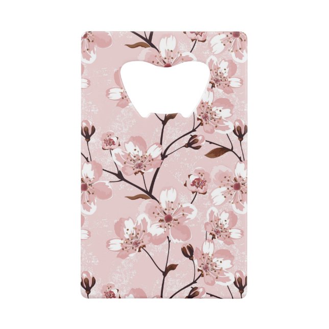 Cherry Blossom Flowers Pattern Credit Card Bottle Opener (Front)