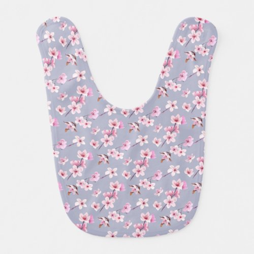 Cherry blossom flowers pattern design baby bib