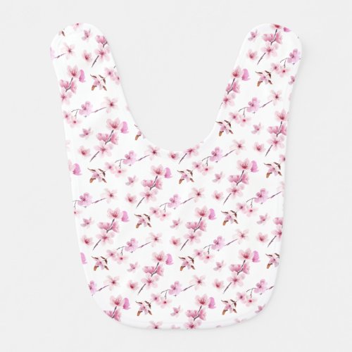 Cherry blossom flowers pattern design baby bib