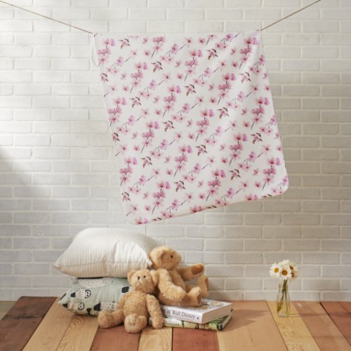 Cherry blossom flowers pattern design baby blanket