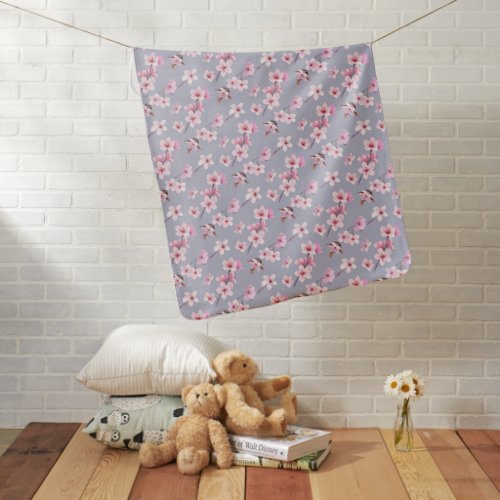 Cherry blossom flowers pattern design baby blanket