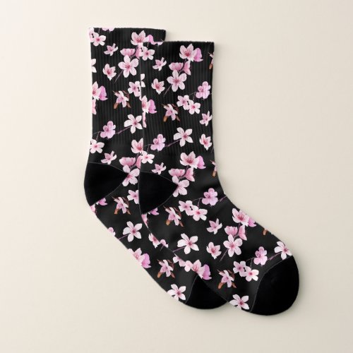 Cherry blossom flowers pattern design socks