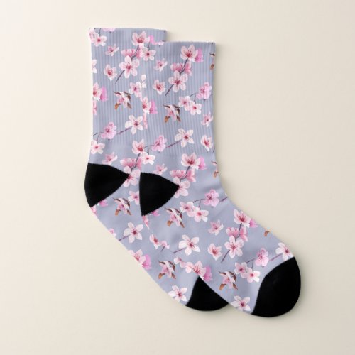 Cherry blossom flowers pattern design socks