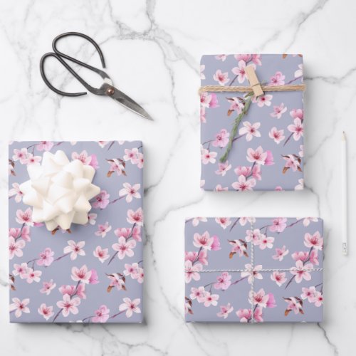 Cherry blossom flowers pattern design  wrapping paper sheets