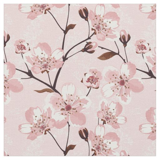Cherry Blossom Flowers Pattern Fabric Zazzle