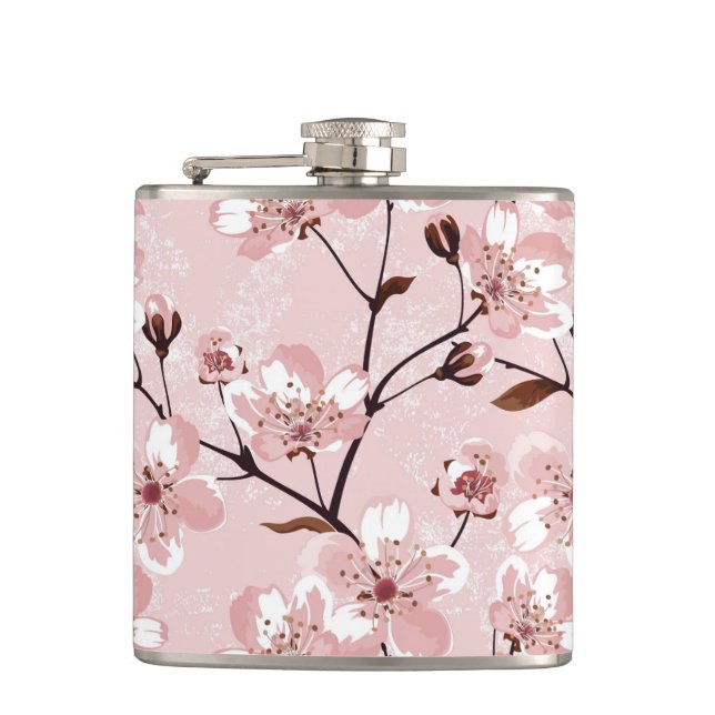 Cherry Blossom Flowers Pattern Flask (Front)