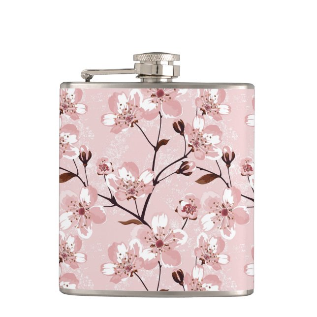 Cherry Blossom Flowers Pattern Flask (Front)
