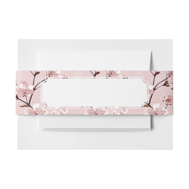 Cherry Blossom Flowers Pattern Invitation Belly Band (Front Example)