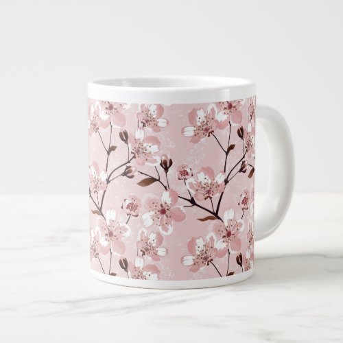 Cherry Blossom Flowers Pattern Large Coffee Mug