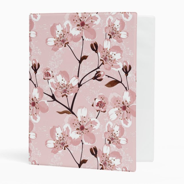 Cherry Blossom Flowers Pattern Mini Binder (Front/Inside)