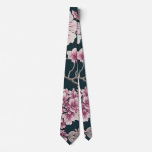 Cherry Blossom Flowers Pattern Neck Tie