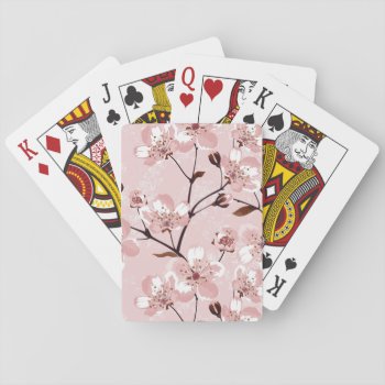 Cherry Blossom Flowers Pattern Playing Cards by boutiquey at Zazzle