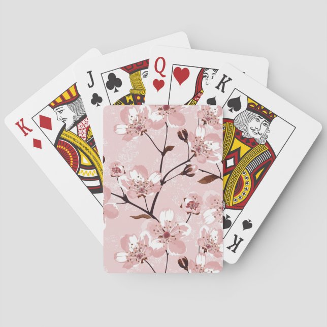 Cherry Blossom Flowers Pattern Poker Cards (Back)