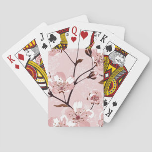 Cherry Blossom Flowers Pattern Poker Cards