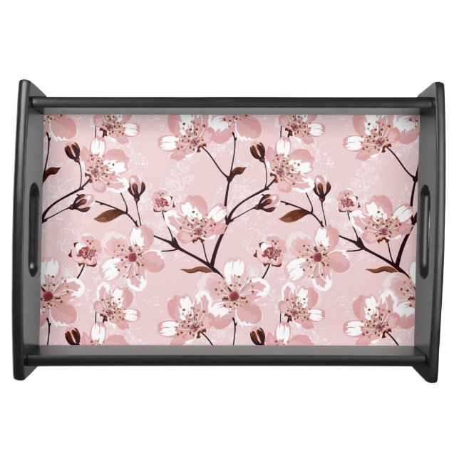 Cherry Blossom Flowers Pattern Serving Tray (Front)