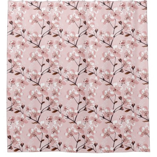 Cherry Blossom Flowers Pattern Shower Curtain