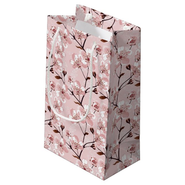 Cherry Blossom Flowers Pattern Small Gift Bag (Back Angled)