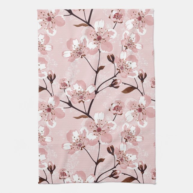 Cherry Blossom Flowers Pattern Towel (Vertical)