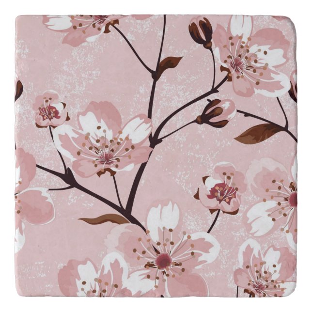 Cherry Blossom Flowers Pattern Trivet (Front)