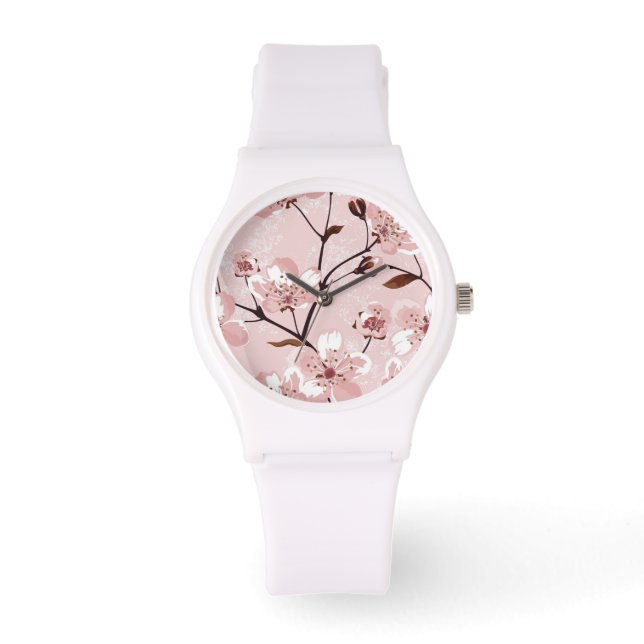 Cherry Blossom Flowers Pattern Watch (Front)