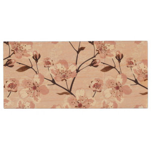 Cherry Blossom Flowers Pattern Wood Flash Drive