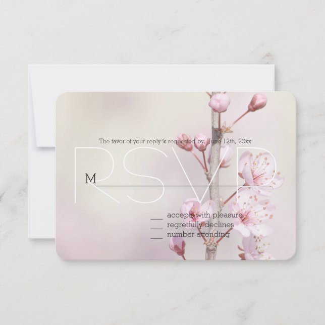 Cherry Blossom Flowers RSVP Card (Front)