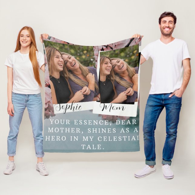 Cherry blossom flowers spring personalized mom's fleece blanket (In Situ)