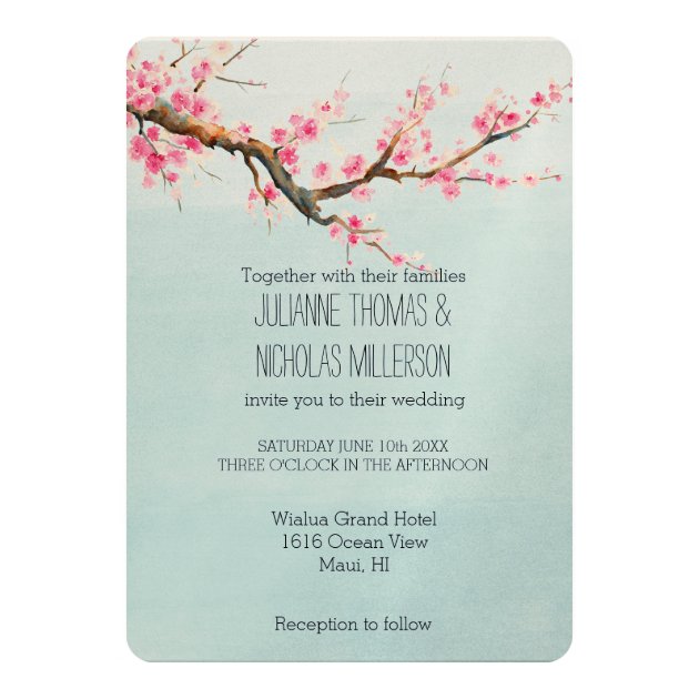 Cherry Blossom Flowers Wedding Invitation