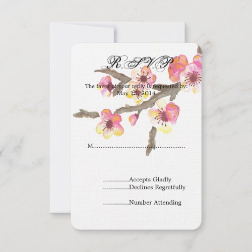 Cherry Blossom Flowers Wedding RSVP