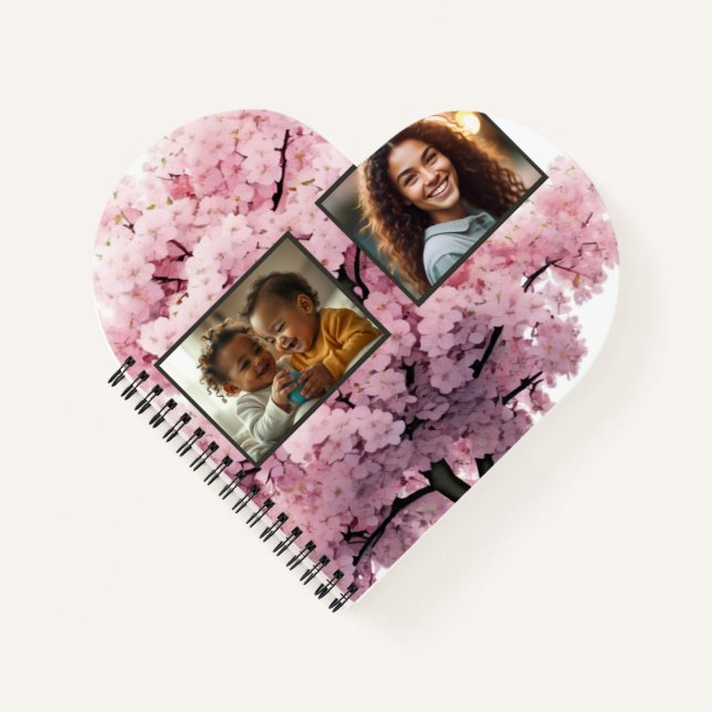 Cherry Blossom Four Photo Heart Notebook (Front)