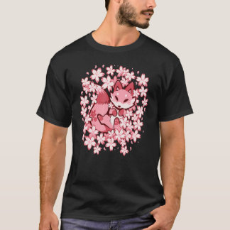 Cherry Blossom Fox Cute Pink Fox T-Shirt
