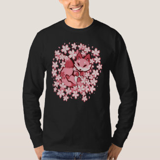 Cherry Blossom Fox Cute Pink Fox T-Shirt