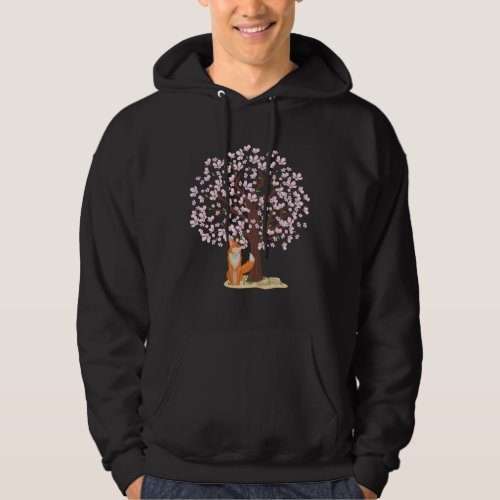 Cherry Blossom Fox Japanese Sakura Tree Hoodie