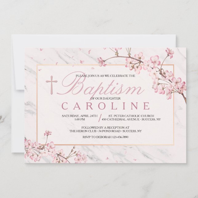 Cherry Blossom Frame Religious Invitation (Front)