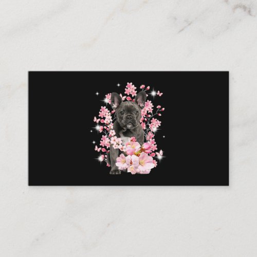 Cherry Blossom French Bulldog Dog Flowers Floral Business Card