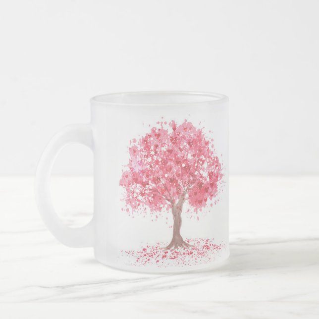 Cherry Blossom Frosted Glass Mug (Left)