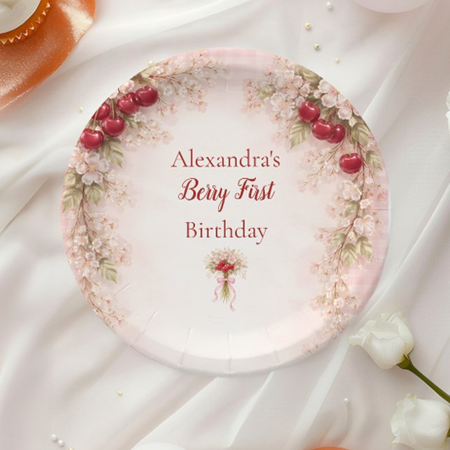 Cherry Blossom Garden 1st Birthday Paper Plates (Creator Uploaded)